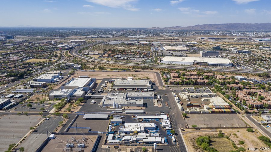 An aerial photo shows the site Baker Development Corp. plans to redevelop in east Phoenix. CBRE